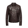 Men Clasic Collar Bomber Leather Fashion Jacket