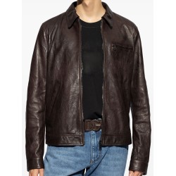 Men Clasic Collar Bomber Leather Fashion Jacket