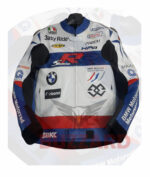 BMW HP4 Motorcycle Leather Racing Jacket | 3asy Ride Blue White Red Sport Bike Jacket | Premium Motorbike Riding Gear