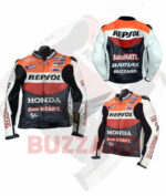 HONDA REPSOL ONE HEART MOTORCYCLE LEATHER RACING JACKET - Image 2
