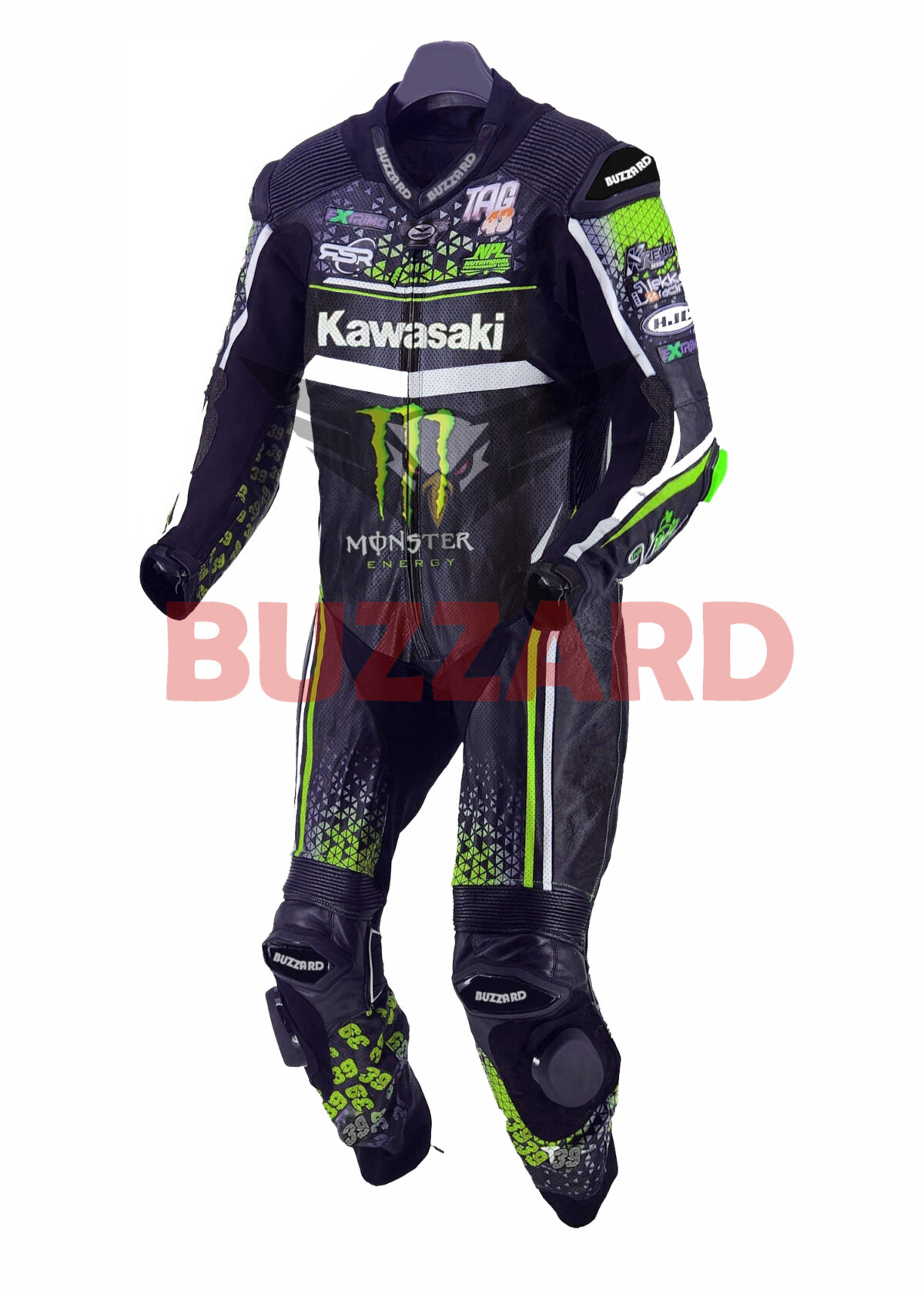 Kawasaki Custom Made Motorcycle Cowhide Leather Racing Suit – BUZZARD