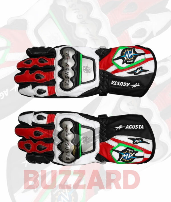 MV AGUSTA Motorcycle Leather Racing Gloves – Premium Leather with Titanium Protections