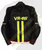 Valentino Rossi 46 Motorcycle Leather Jacket | MotoGP Style Racing Rider Jacket | Black & Yellow Flourscent Sport Bike Jacket