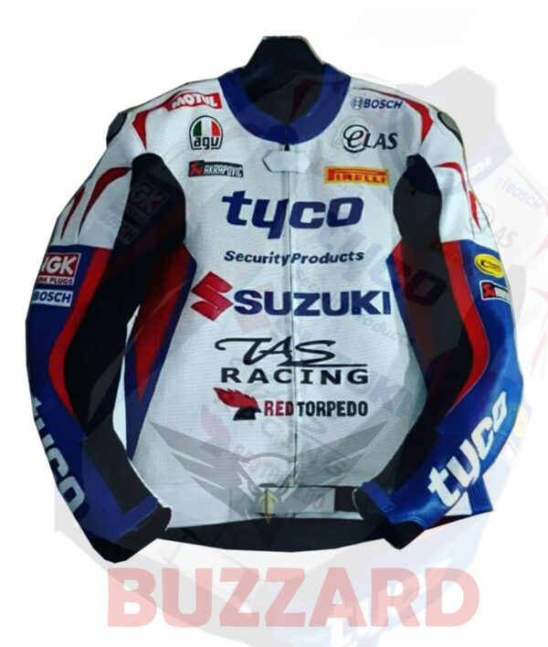 SUZUKI TYCO MOTORCYCLE LEATHER RACING JACKET MOTORBIKE LEATHER JACKET