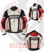 Ducati Corse Motorcycle Leather Jacket | White , Black & Red Racing Jacket | Premium Moto Racing Rider Jacket - Image 2