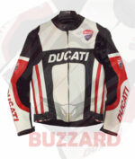 Ducati Corse Motorcycle Leather Jacket | White , Black & Red Racing Jacket | Premium Moto Racing Rider Jacket